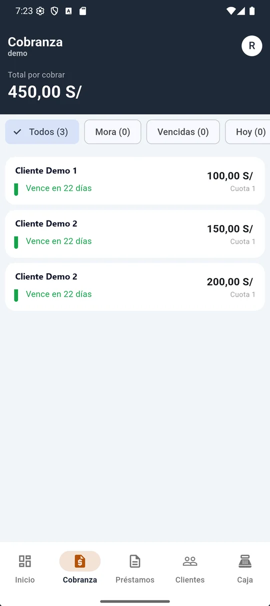 Captura de la app Credibox