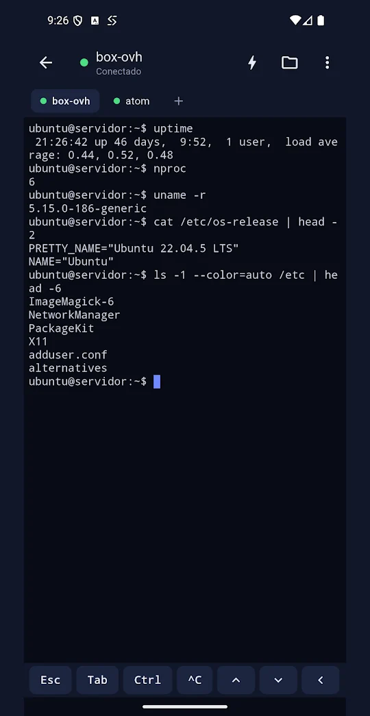 Captura de la app sshache