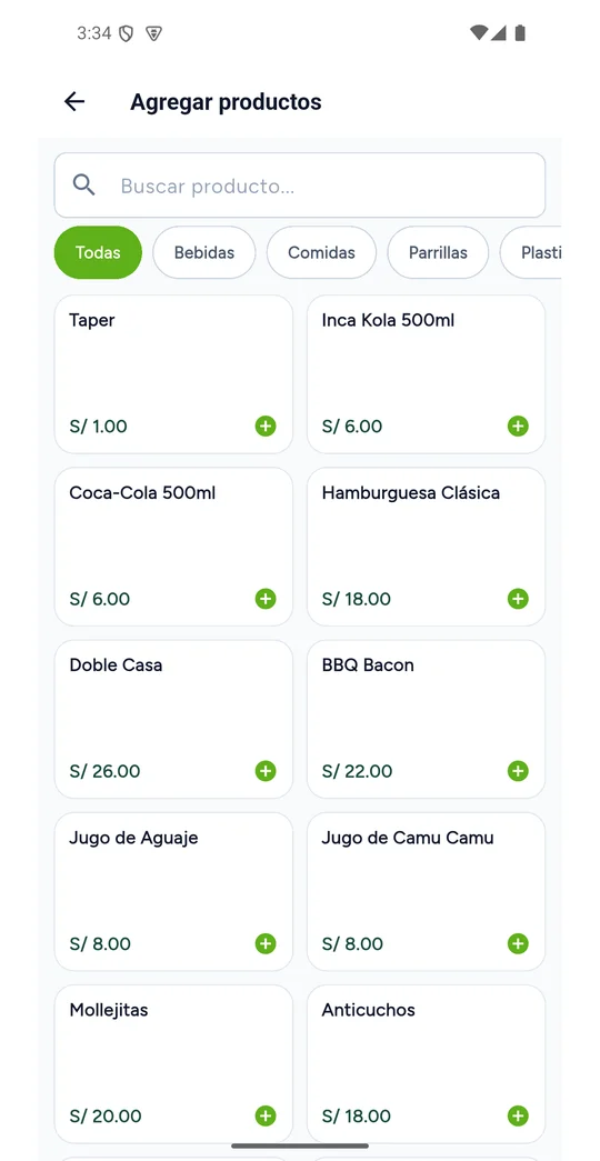 App WaykuSoft POS en celular para mozo