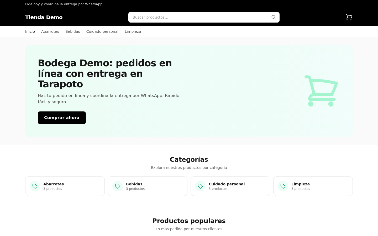 Tienda online creada con TiendaYa